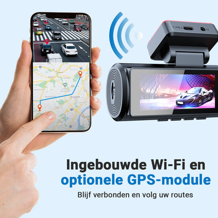 4K Dashcam voor Auto – 3-in-1 Voor- en Achtercamera