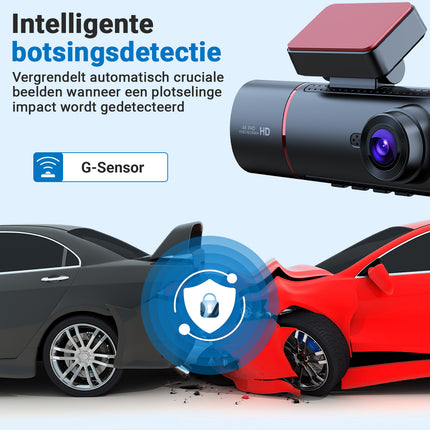 4K Dashcam voor Auto – 3-in-1 Voor- en Achtercamera