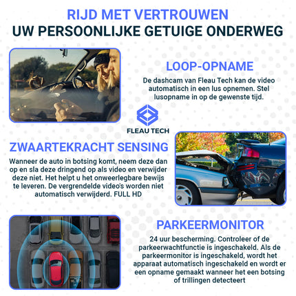 Fleau Tech Dashcam 2 in 1 - Inclusief WIFI & APP