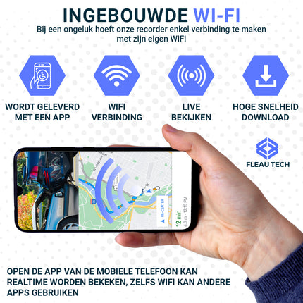 Fleau Tech Dashcam 2 in 1 - Inclusief WIFI & APP
