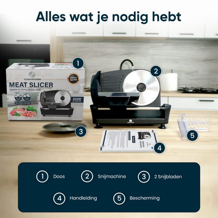 Fleau Kitchen Professional Meat Slicer - Includes 2x Stainless Steel Cutting Blades