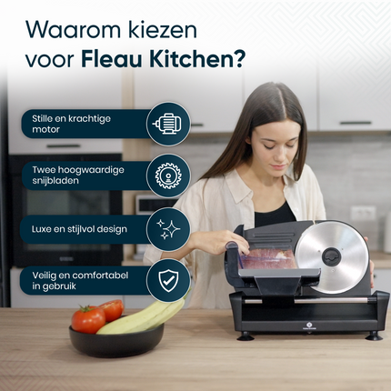 Fleau Kitchen Professional Meat Slicer - Includes 2x Stainless Steel Cutting Blades