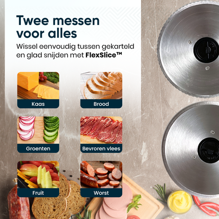 Fleau Kitchen Professional Meat Slicer - Includes 2x Stainless Steel Cutting Blades