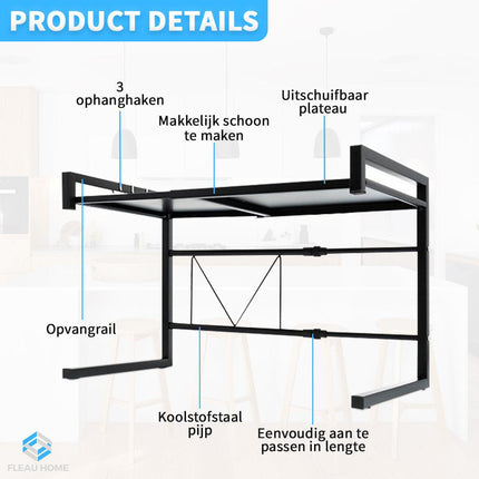 Uitschuifbaar magnetronrek - Fleau Goods