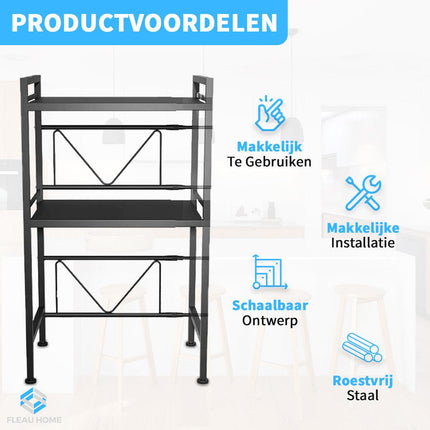 Uitschuifbaar Magnetron rek XL - Fleau Goods