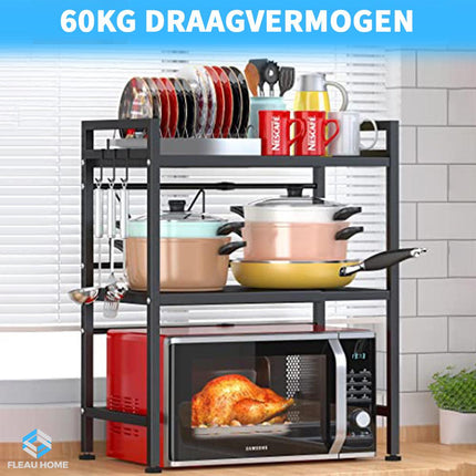 Uitschuifbaar Magnetron rek XL - Fleau Goods