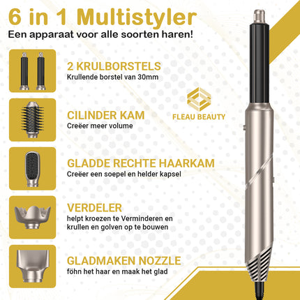 6 in 1 Föhnborstel multistyler - Zilver