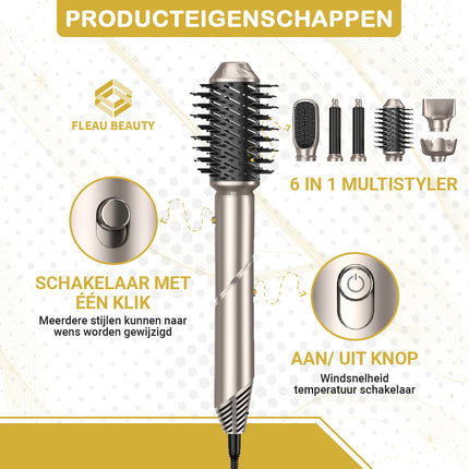 6 in 1 Föhnborstel multistyler - Zilver